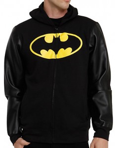 Batman Faux Leather Sleeve Hoodie