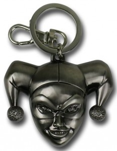 Pewter Harley Quinn Face Keychain