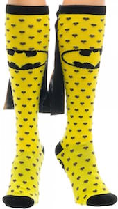 Yellow Caped Batman Logo Socks