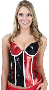 Harley Quinn Sequinned Costume Corset Top