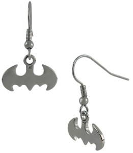 Batman Silver Symbol Dangle Earrings